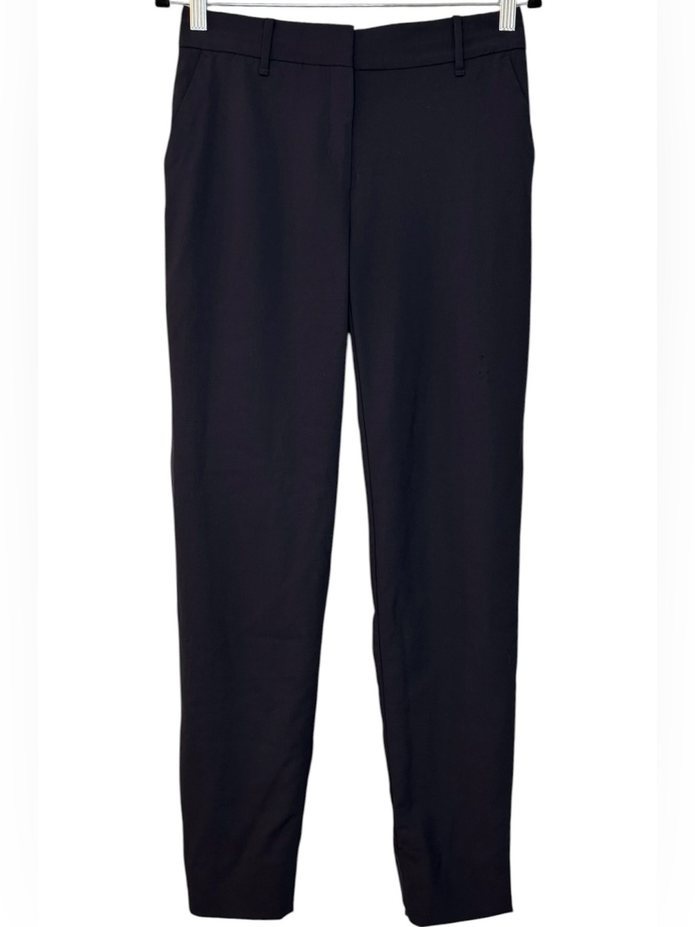 MM LaFleur The Mejia Pant WOOL Blend Dark Navy Blue Sz 0 Lined Tapered Slim Leg